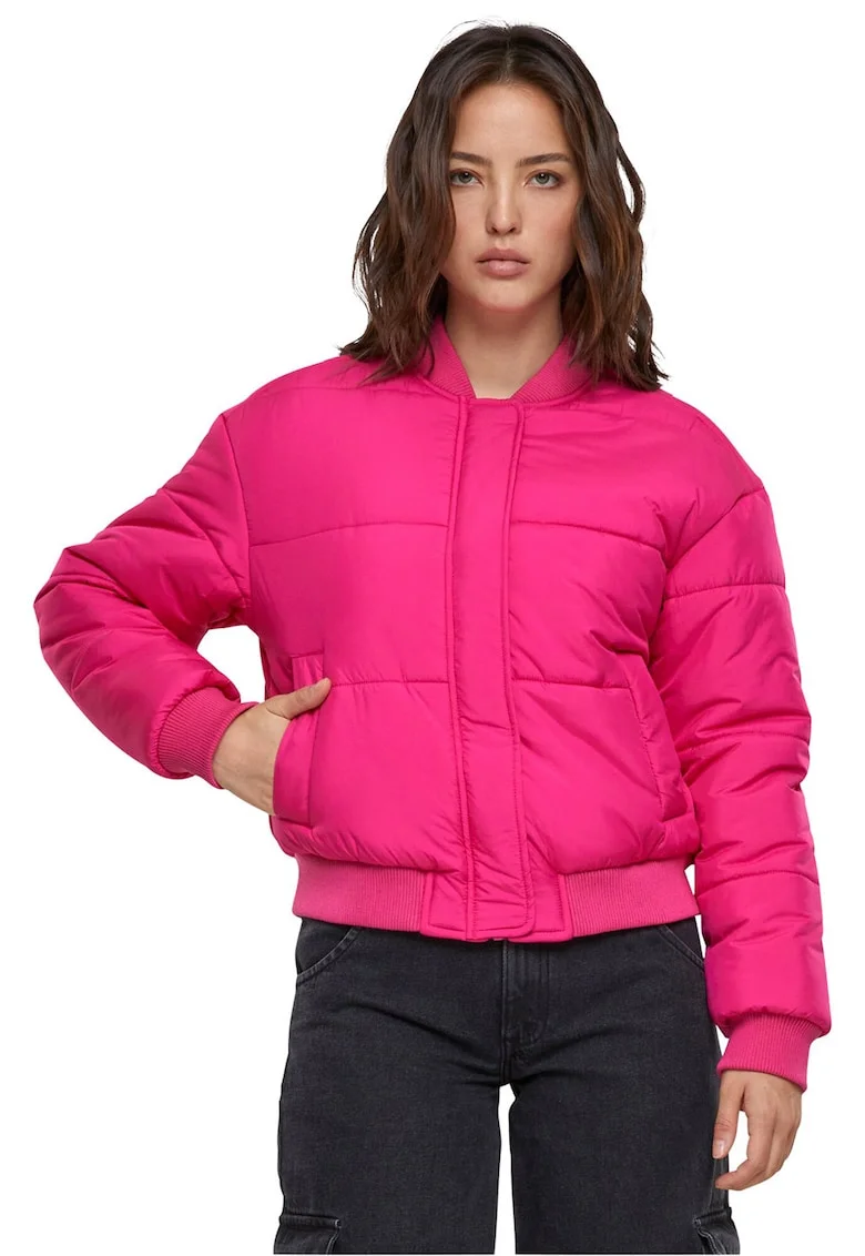 Jacheta bomber cu buzunare laterale, Fucsia