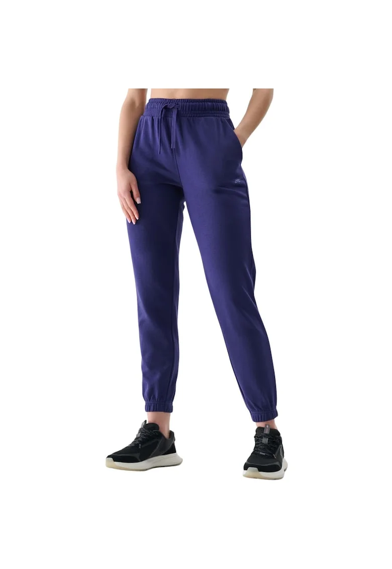 Pantaloni sport dama WMM00TTROF1138, 4F, Bumbac/Poliester, Bleumarin