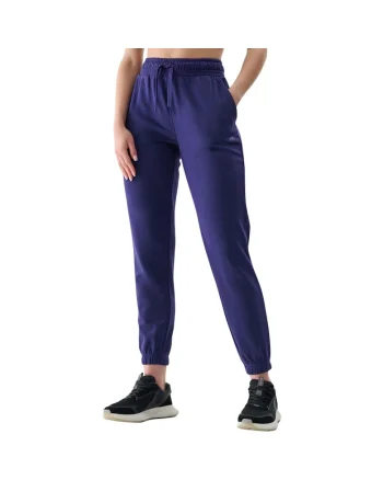Pantaloni sport dama WMM00TTROF1138, 4F, Bumbac/Poliester, Bleumarin