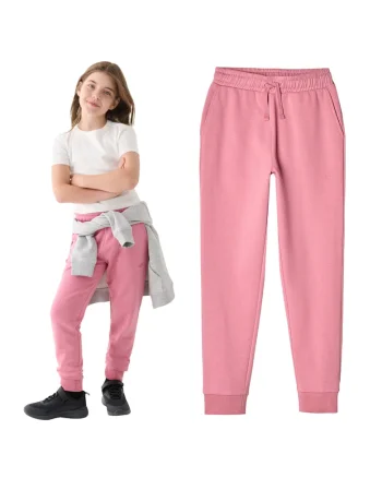 Pantaloni sport copii  roz, bumbac, set cu buzunare