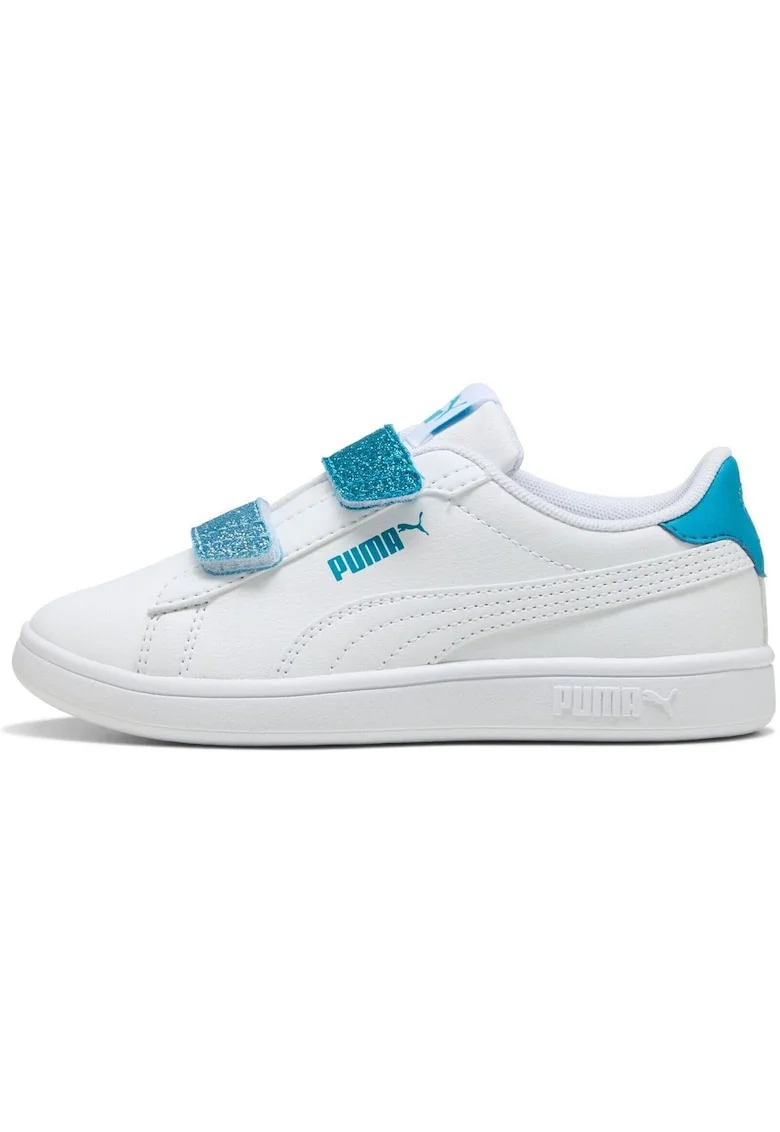 Pantofi sport cu detalii contrastante si banda velcro stralucitoare Smash 3.0, Alb