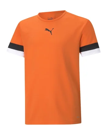 Tricou cu decolteu la baza gatului si imprimeu logo pentru fotbal, Negru/Portocaliu mandarina