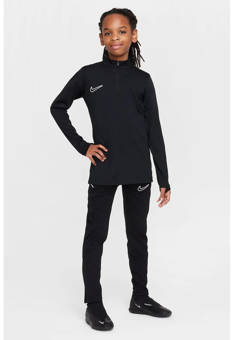 Bluza slim-fit cu logo, pentru fotbal, Negru/Alb optic