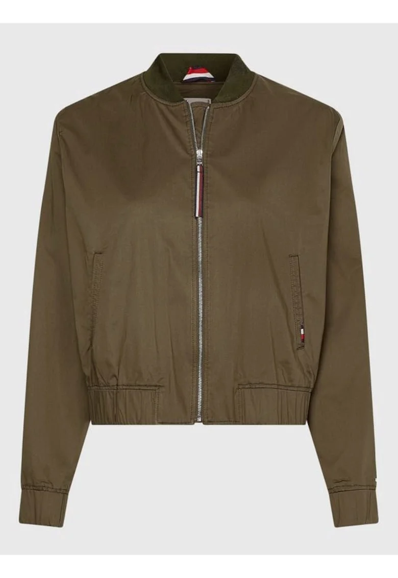 Jacheta bomber,  Regular Fit, Bumbac, Verde militar, Verde