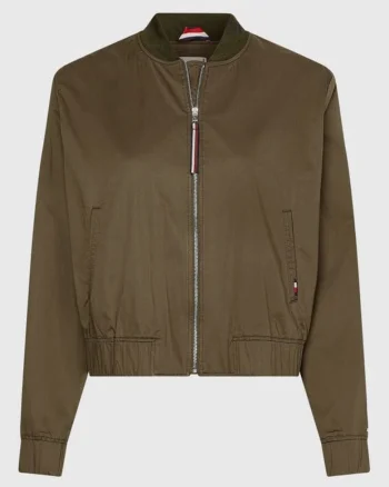 Jacheta bomber,  Regular Fit, Bumbac, Verde militar, Verde