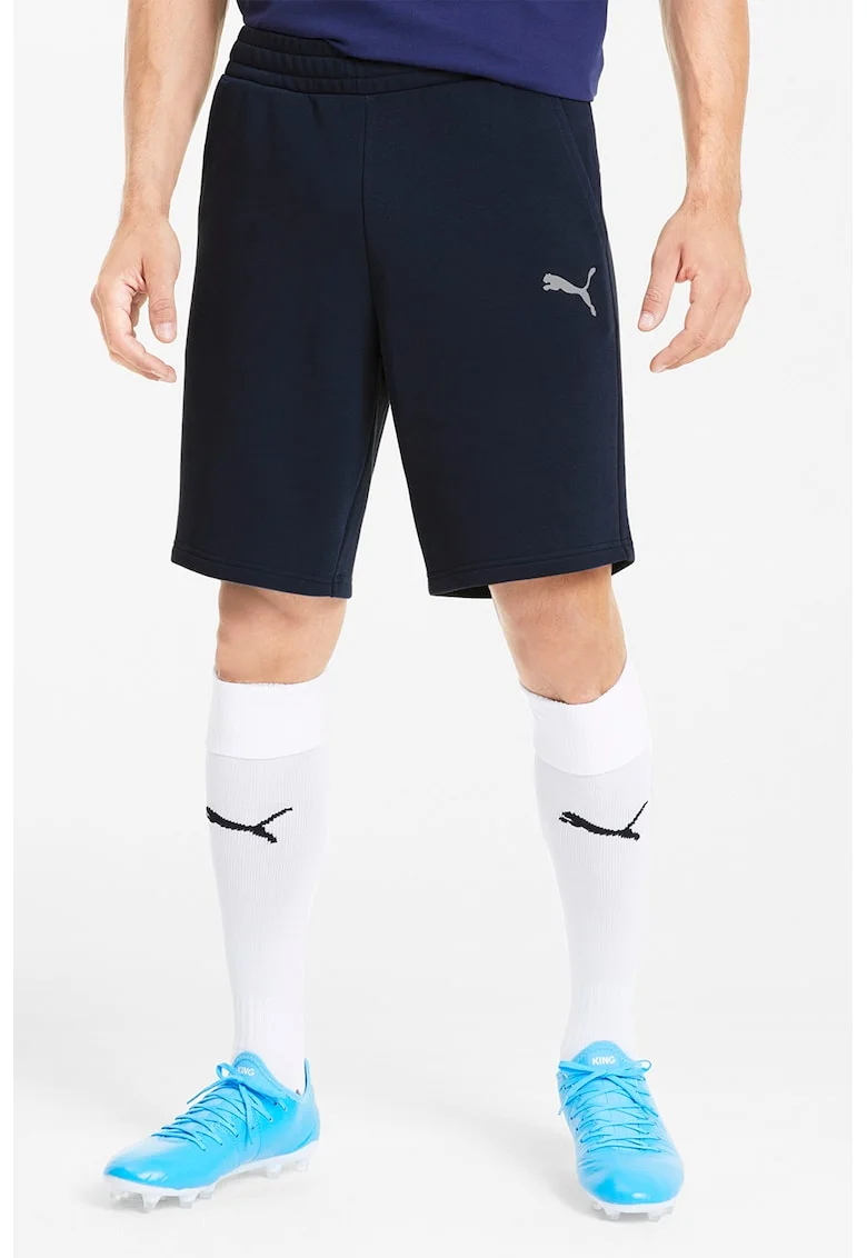 Pantaloni scurti din amestec de bumbac pentru fotbal Goal 23, Gri cenusiu/Bleumarin