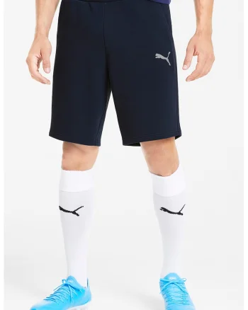 Pantaloni scurti din amestec de bumbac pentru fotbal Goal 23, Gri cenusiu/Bleumarin