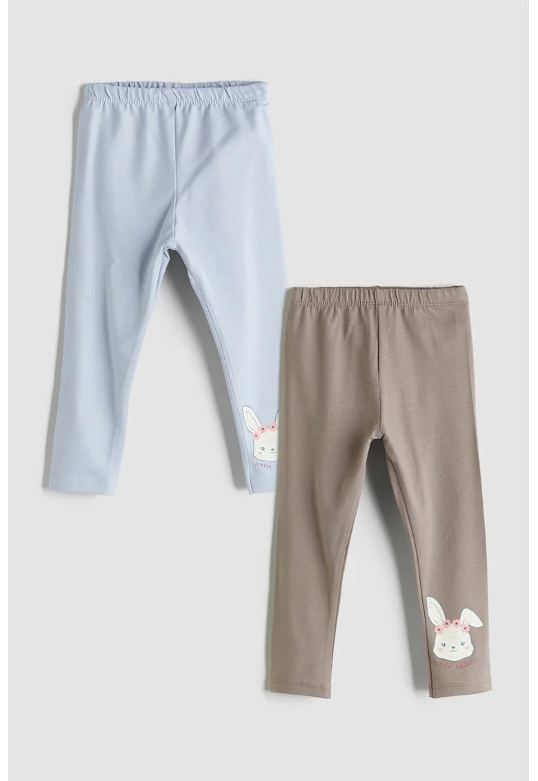 Set de pantaloni regular fit cu imprimeu grafic - 2 piese, Gri/Albastru deschis