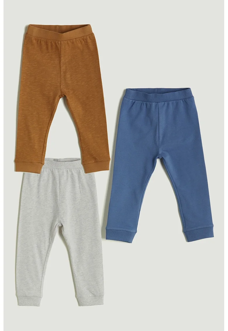 Set de pantaloni de trening cu model uni - 3 perechi, Maro/Gri/Albastru