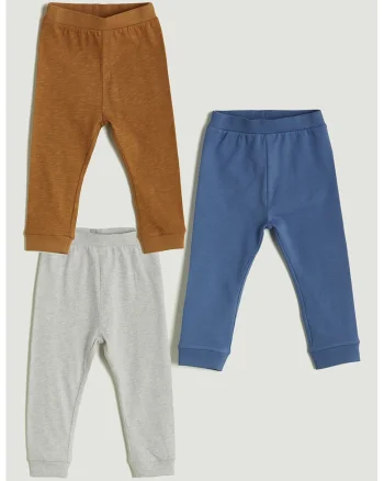 Set de pantaloni de trening cu model uni - 3 perechi, Maro/Gri/Albastru