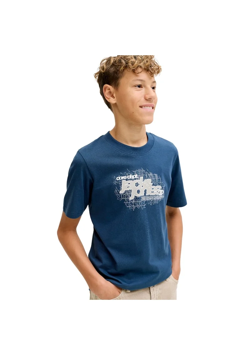 Tricou JACK &JONES Grid Branding JNR 50589, Albastru