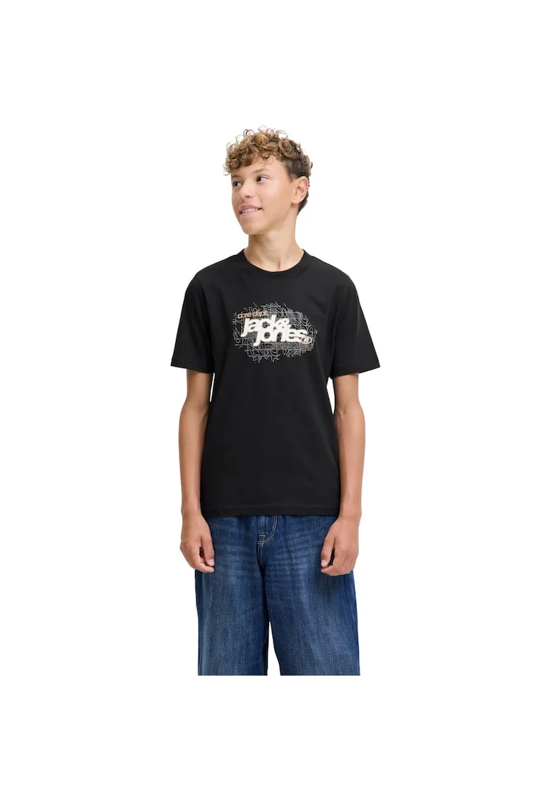 Tricou JACK &JONES Grid Branding JNR 50579, Negru