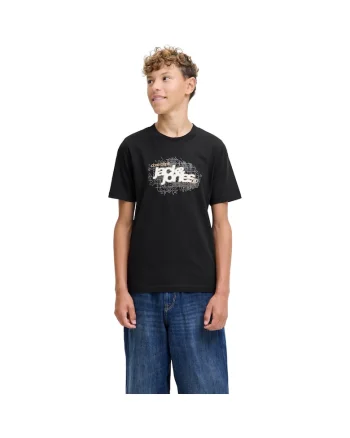 Tricou JACK &JONES Grid Branding JNR 50579, Negru