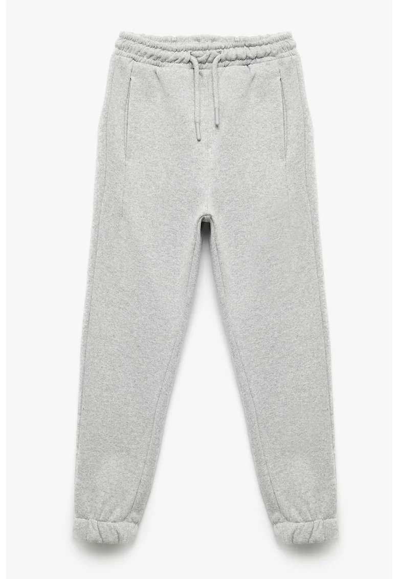 Pantaloni de trening cu snur elastic, Gri deschis melange