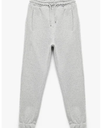 Pantaloni de trening cu snur elastic, Gri deschis melange