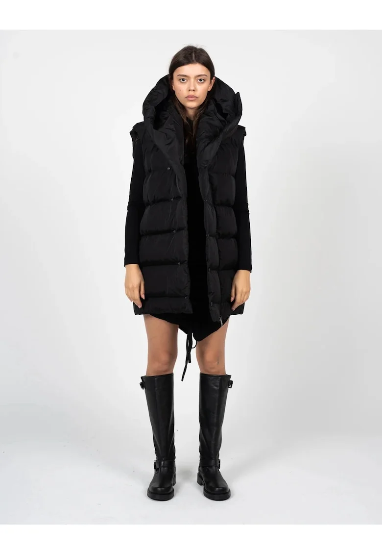 Vesta unisex supradimensionata cu gluga,