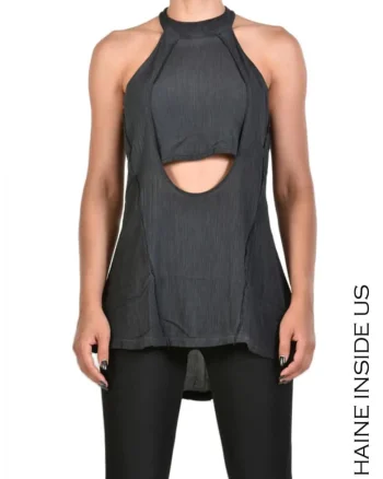 Maiou fluid cu prindere nasture spate, NEGRU, Negru