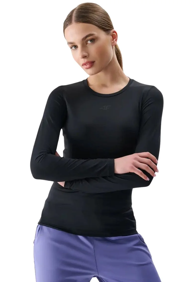 Bluza dama  cu maneca lunga, negru intens, material elastic, uscare rapida, set 2020