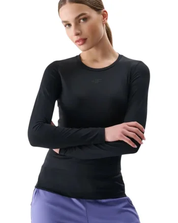 Bluza dama  cu maneca lunga, negru intens, material elastic, uscare rapida, set 2020