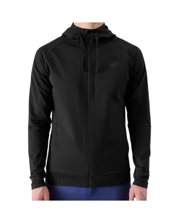 Hanorac sport barbatesc 4F, model FNK M512, negru intens, material elastic, poliester