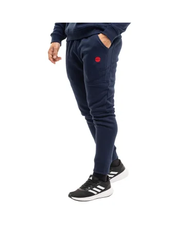 Pantaloni sport barbati  James bleumarin, bumbac, set cu snururi de strangere