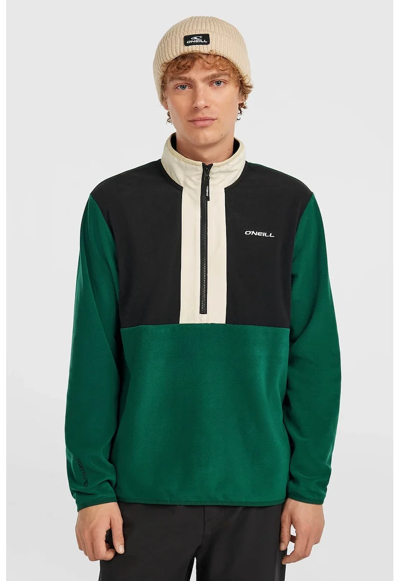 Bluza de trening din fleece cu fenta cu fermoar, pentru schi WC'Cruz Triple Polartec®, Verde/Alb fildes/Negru