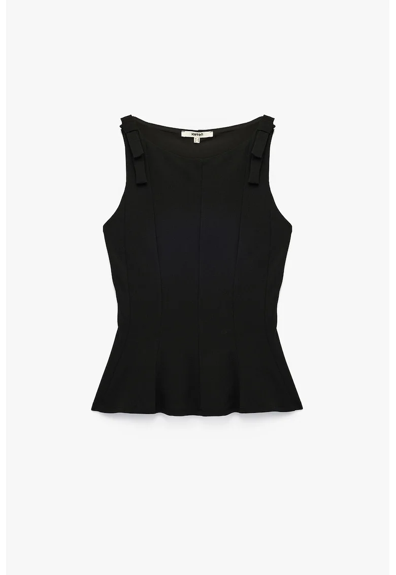 Top cu peplum slim fit, Negru