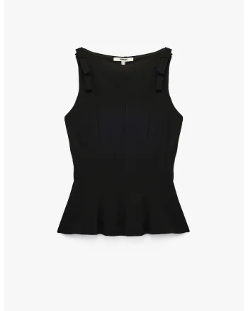 Top cu peplum slim fit, Negru