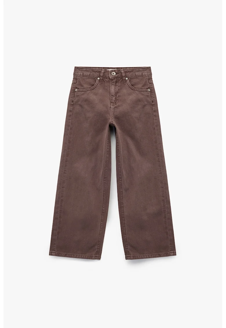Blugi uni cu talie medie, Maro cognac