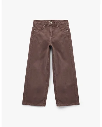 Blugi uni cu talie medie, Maro cognac