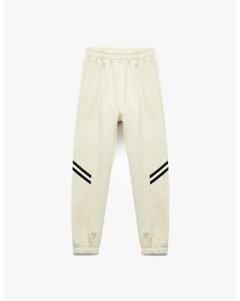 Pantaloni de trening cu segment din plasa, Crem