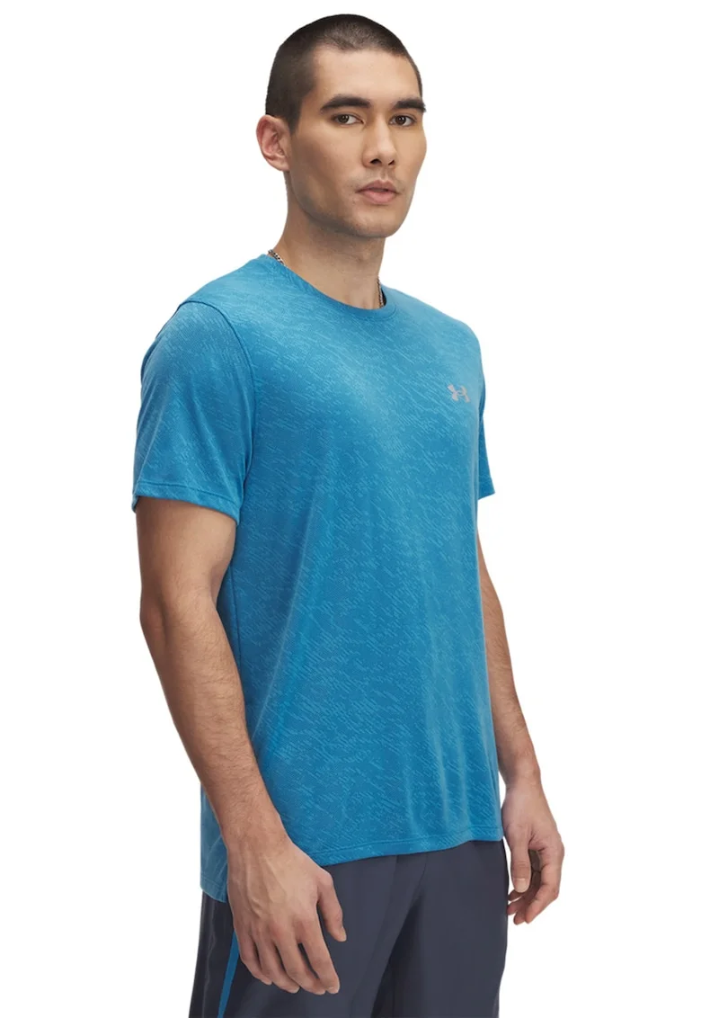 Tricou cu model camuflaj pentru alergare Launch, Albastru inchis