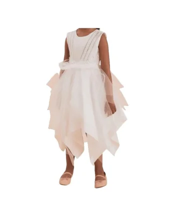 Rochie de Ocazie pentru Fete Monica, Elegantă, Albă, Design Stratificat, Confortabilă și Durabilă