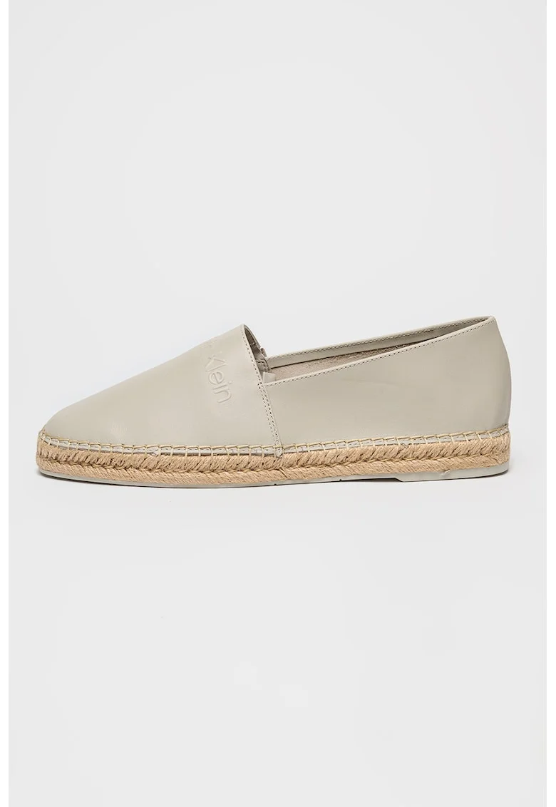Espadrile din piele cu varf ascutit, Maro taupe deschis
