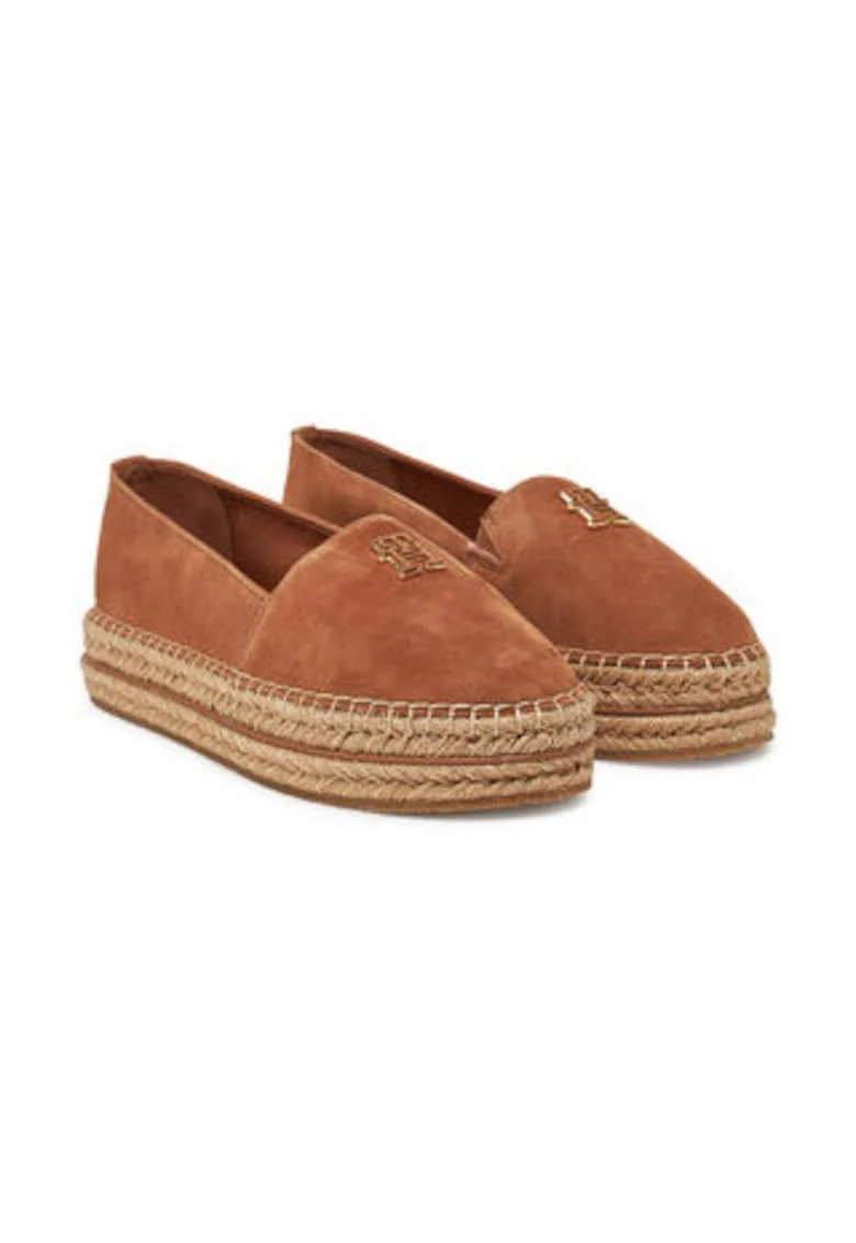 Espadrile pentru femei,  piele naturala, maro,
