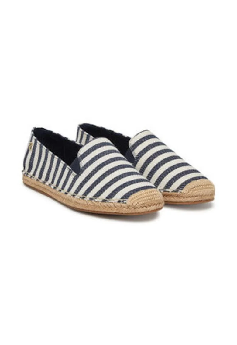 Espadrile de dama  material textil, bleumarin/alb