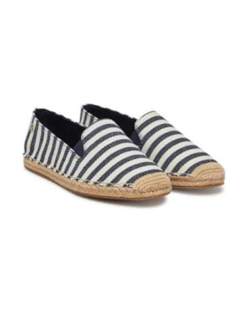 Espadrile de dama  material textil, bleumarin/alb