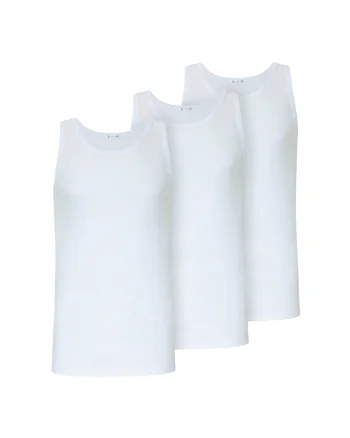 Set de top-uri cu decolteu rotund - 3 piese, Alb