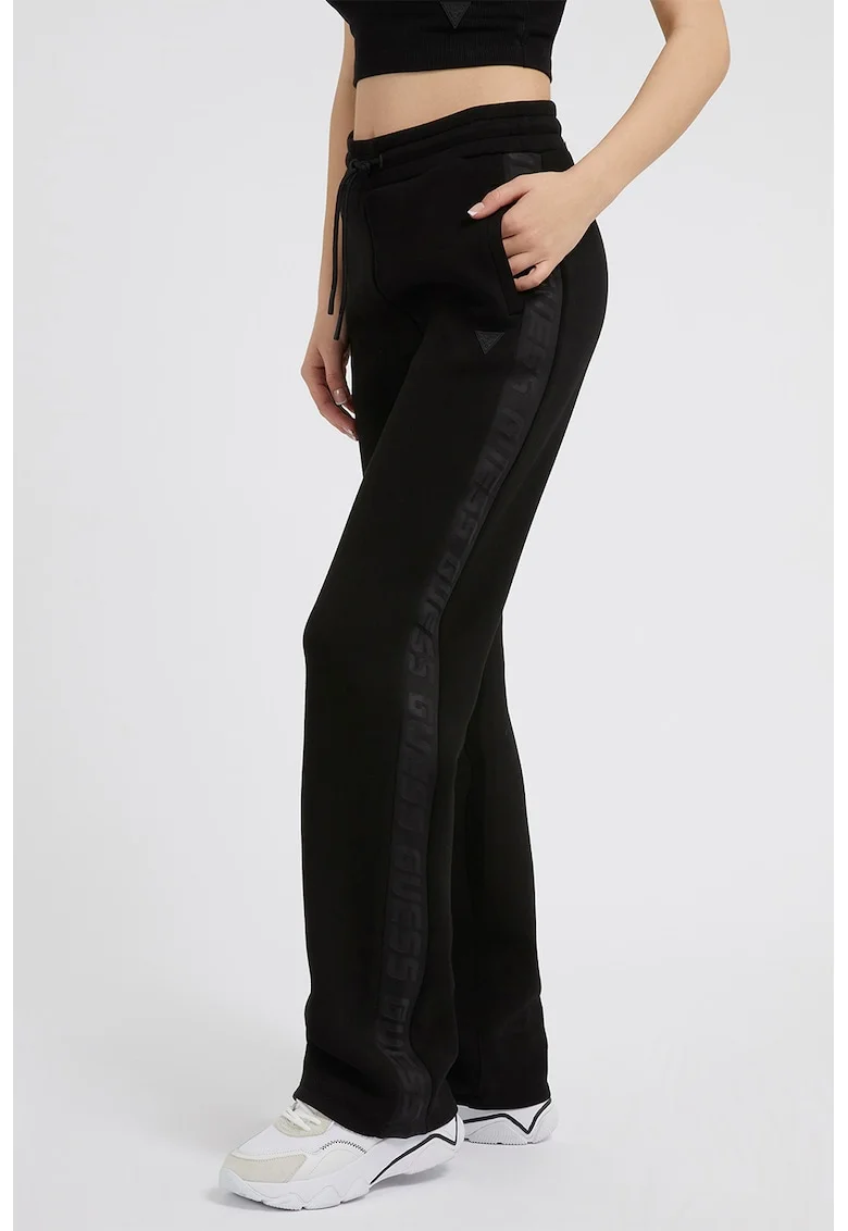 Pantaloni cu buzunare laterale pentru fitness, Negru