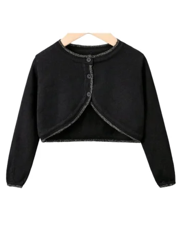 Bolero Elegant Fete Magnolia Negru cu Fir Auriu – Perfect pentru Ocazii Speciale, Negru