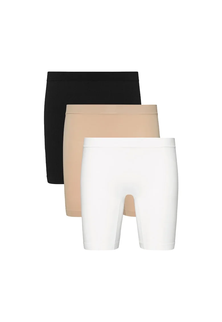 Set de colanti scurti pentru ciclism Skimmies - 3 piese, Alb/Negru/Bej