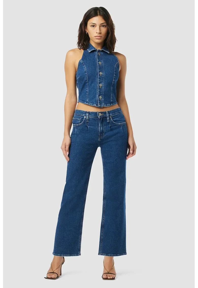 Vesta din denim cu inchidere prin nasturi, Albastru
