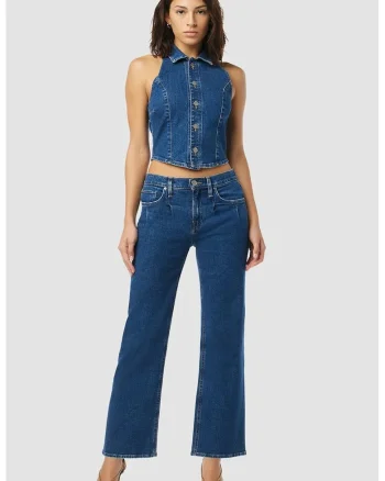 Vesta din denim cu inchidere prin nasturi, Albastru