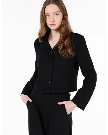 Jacheta regular fit cu decolteu in V, Negru