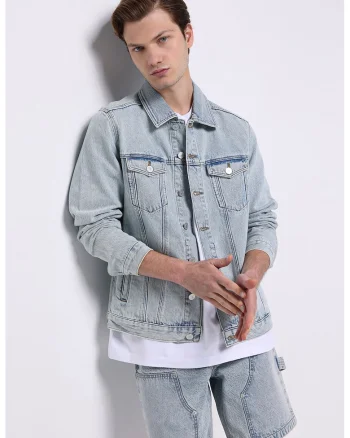 Jacheta din denim cu buzunare, Albastru prafuit