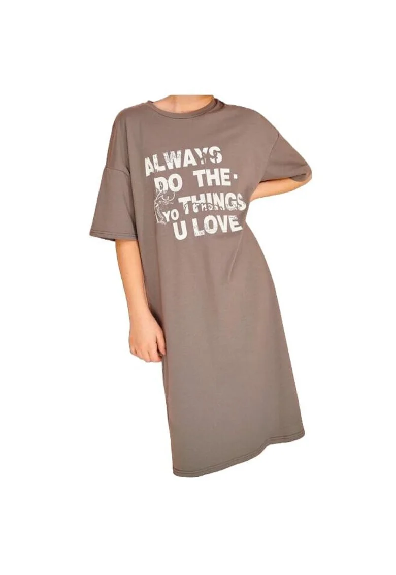 Rochie de Bumbac Mila pentru Fetițe - Confortabilă, Modernă și cu Mesaj Inspirator