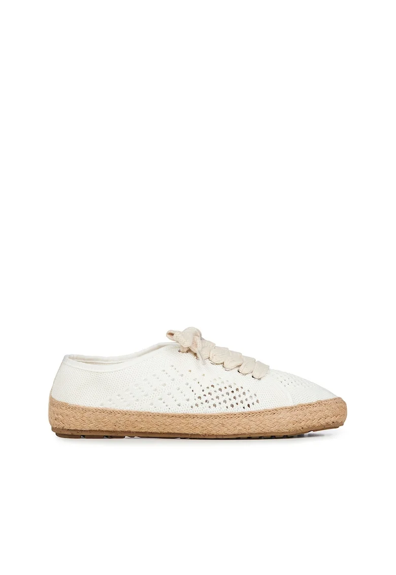 Espadrile cu sireturi si decupaje Agonis, Alb