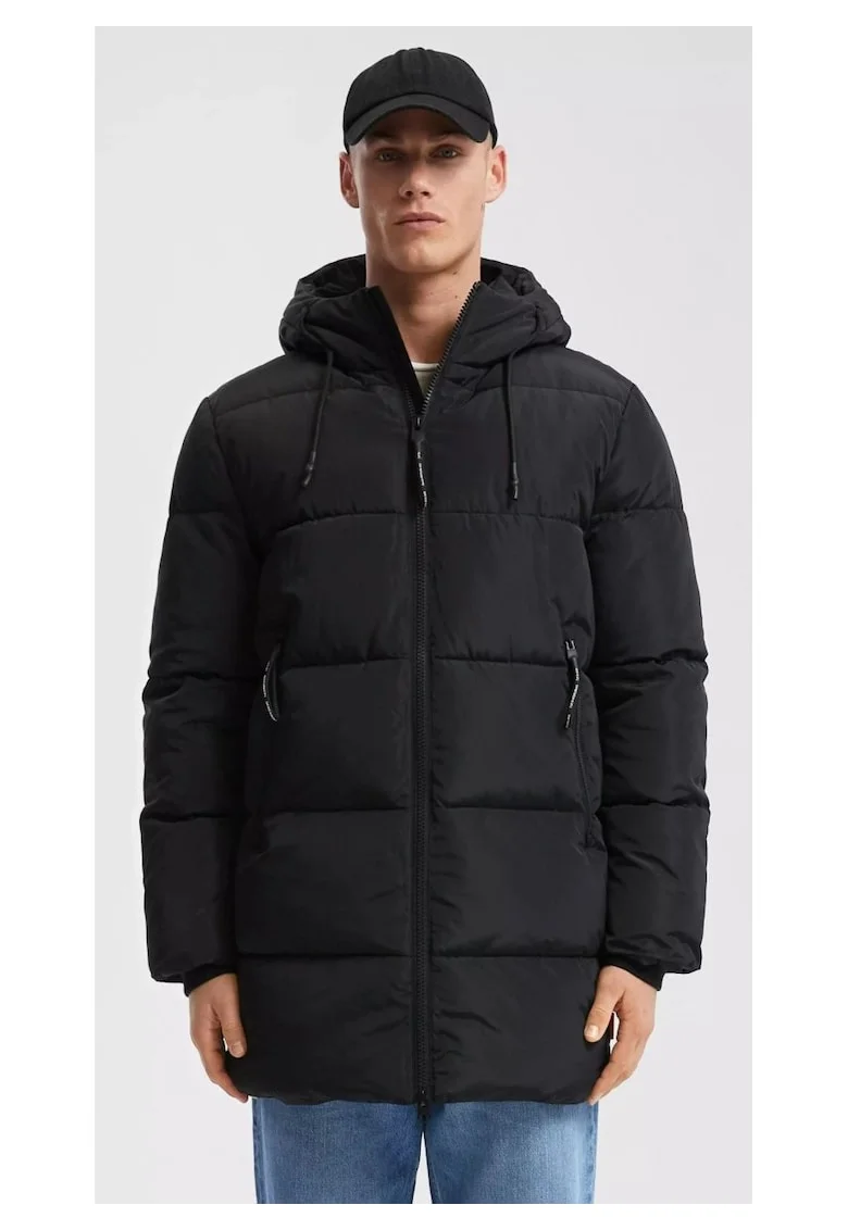 Q/S by s.Oliver Geaca Parka barbati cu gluga si croiala Regular fit, Negru