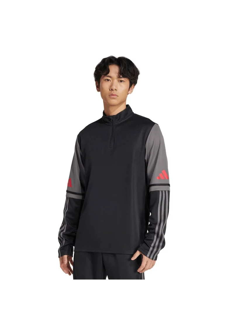Bluza  Squadra 25, negru-gri, material reciclat, cu uscare rapida, guler ridicat