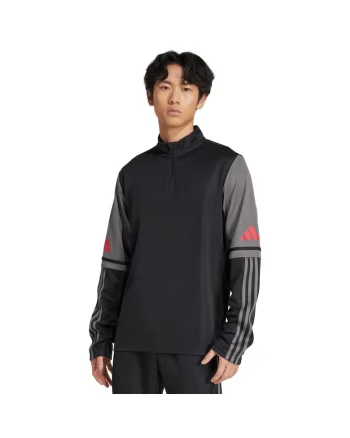 Bluza  Squadra 25, negru-gri, material reciclat, cu uscare rapida, guler ridicat